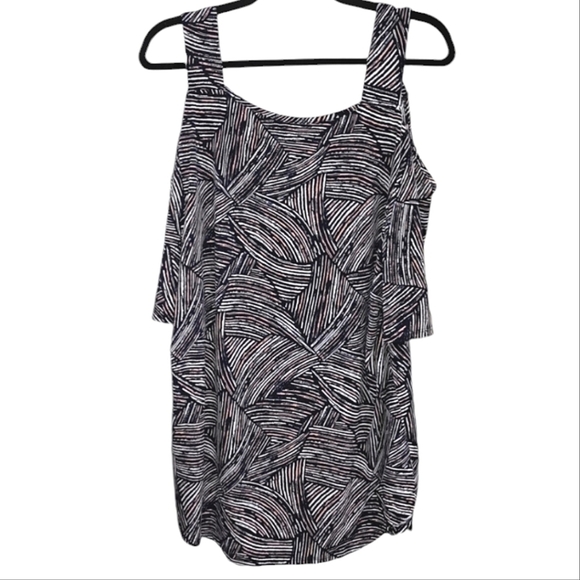 Expresso Swirl Print Top Cold Shoulder Size 2X - Picture 3 of 10